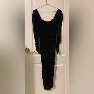 Black Ruffle Knee-Length Dress